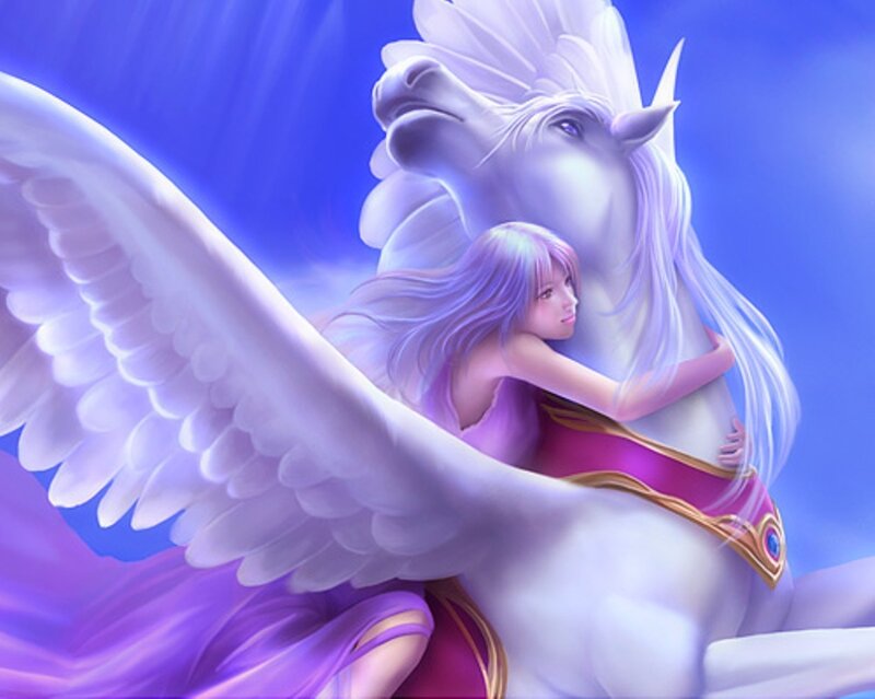 angel girl with winged horse