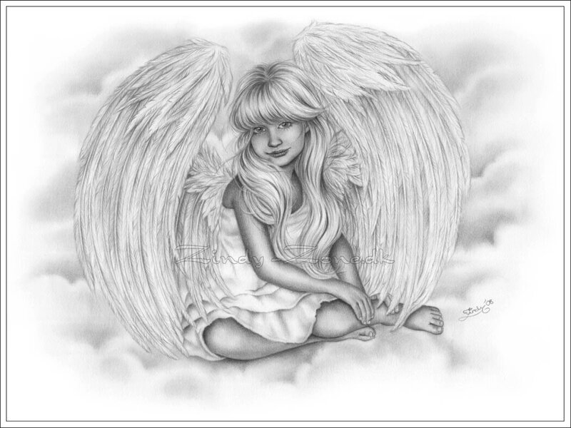 Angel Girl with Wings — Black