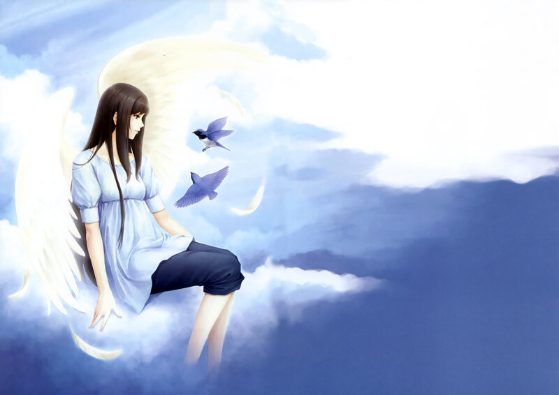 Angel Girl with Wings — Blue, Serene