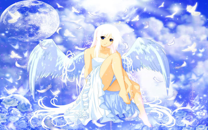Angel Girl with Wings — Blue