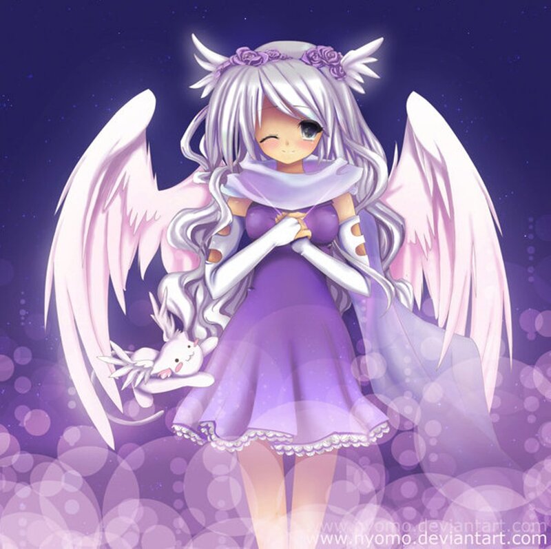 Angel Girl with Wings — Purple