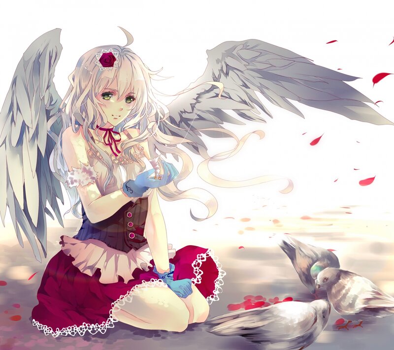 Angel Girl with Wings — White, Serene