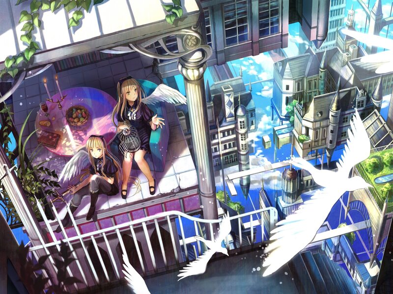 Angel girls on a balcony