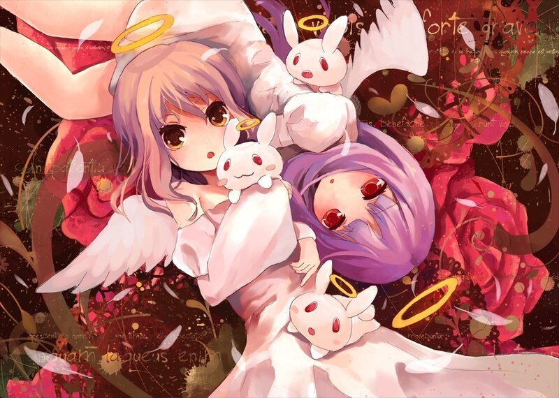Angel girls with bunny creatures