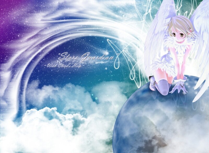 Angel guardian with stars