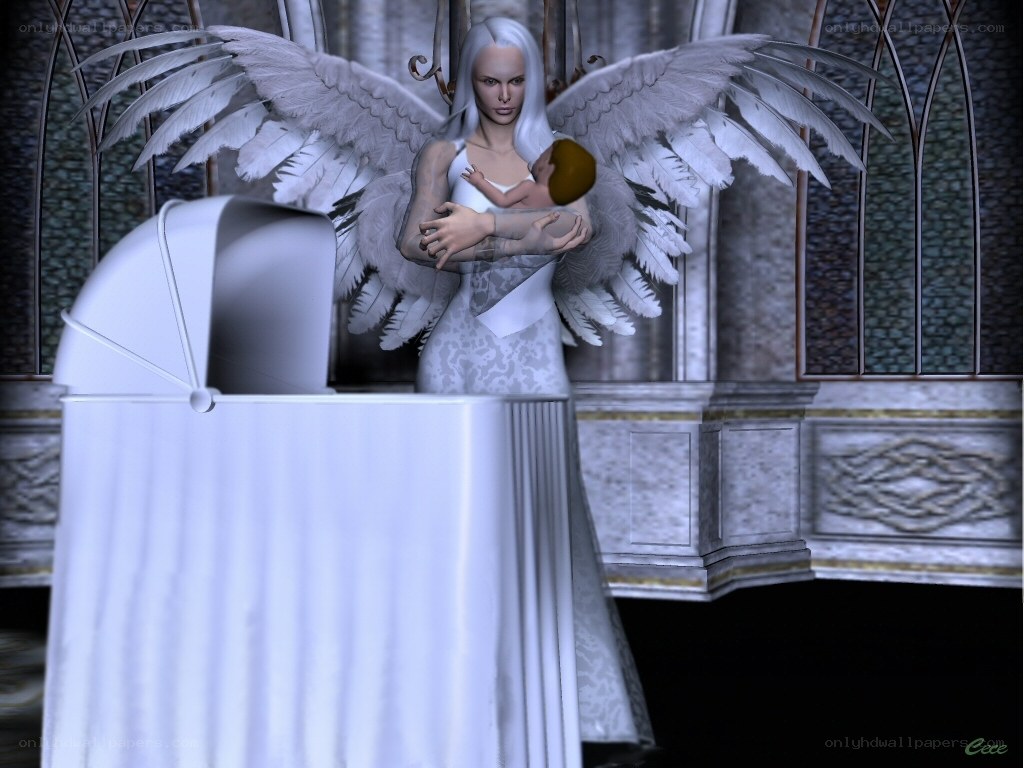 Angel holding a baby