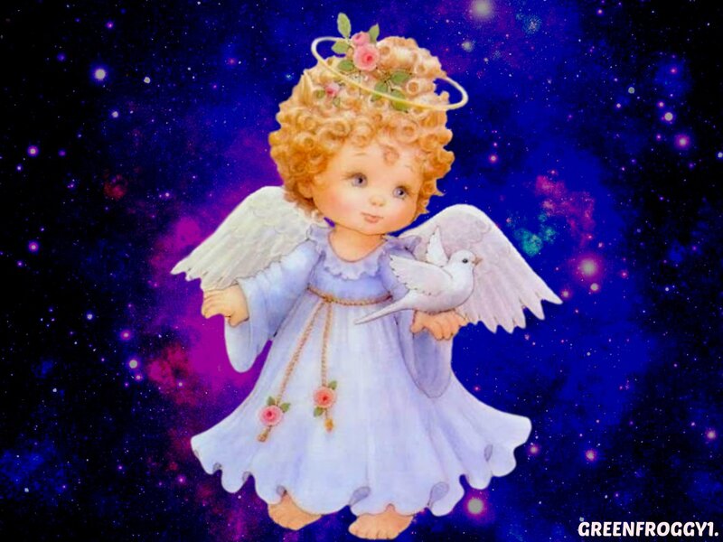 Angel Holding a Dove — Blue