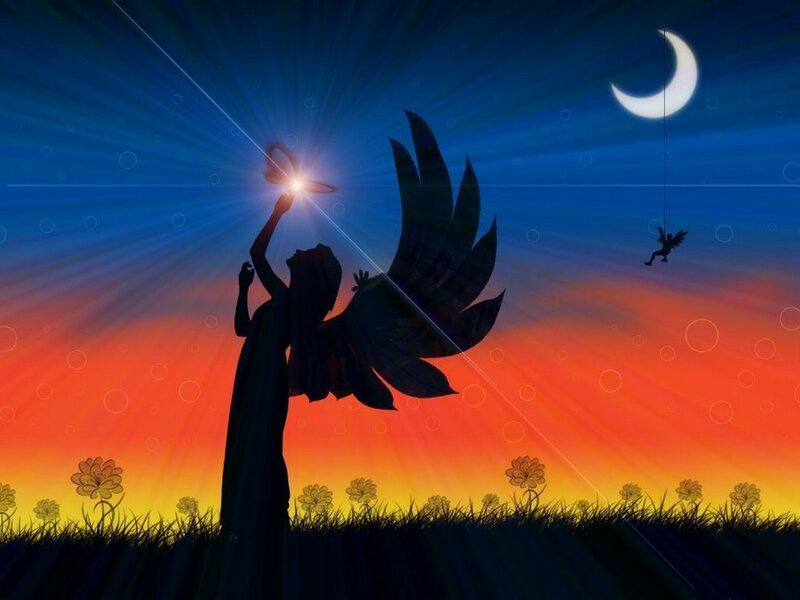 Angel holding a glowing heart