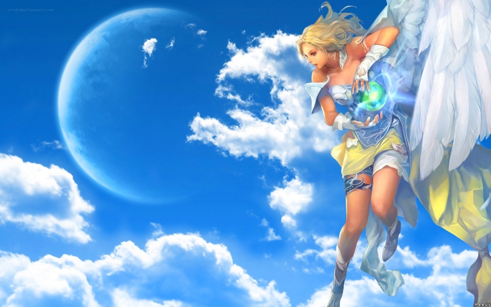 angel holding a glowing orb