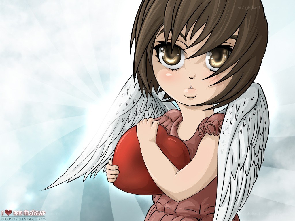 angel holding a heart