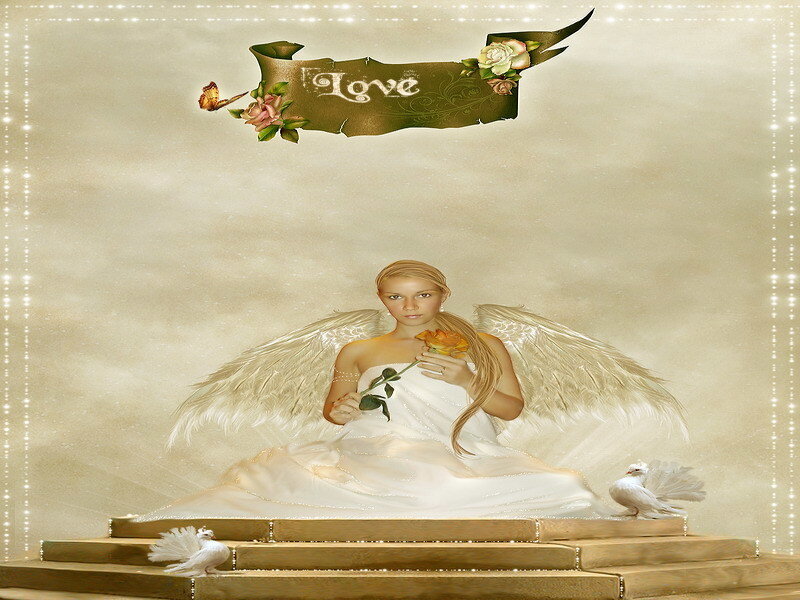 Angel holding a rose
