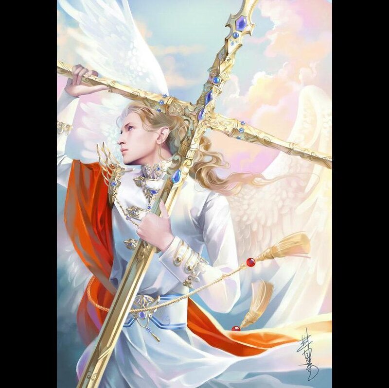 Angel Holding a Sword — White