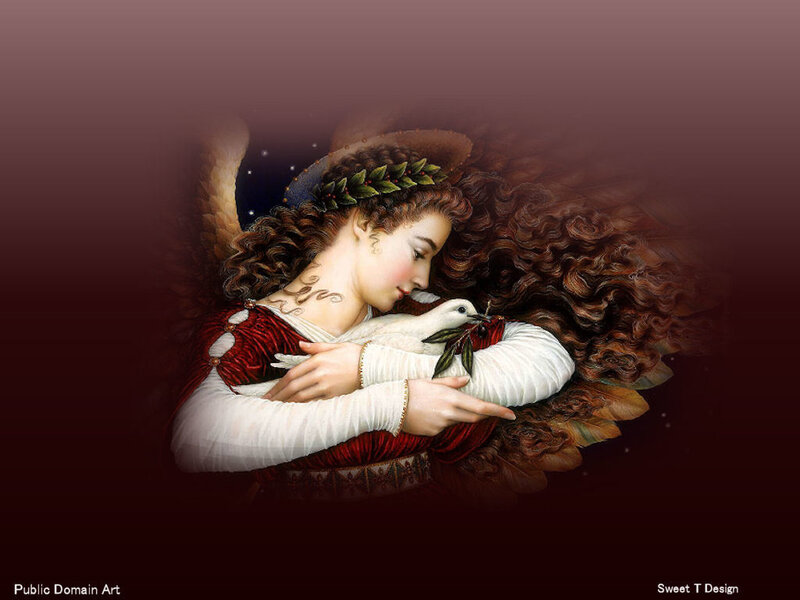 Angel Holding Dove — Red