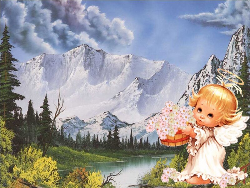 Angel Holding Flowers — White