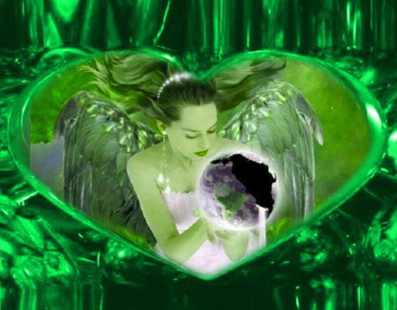 Angel Holding Globe — Green