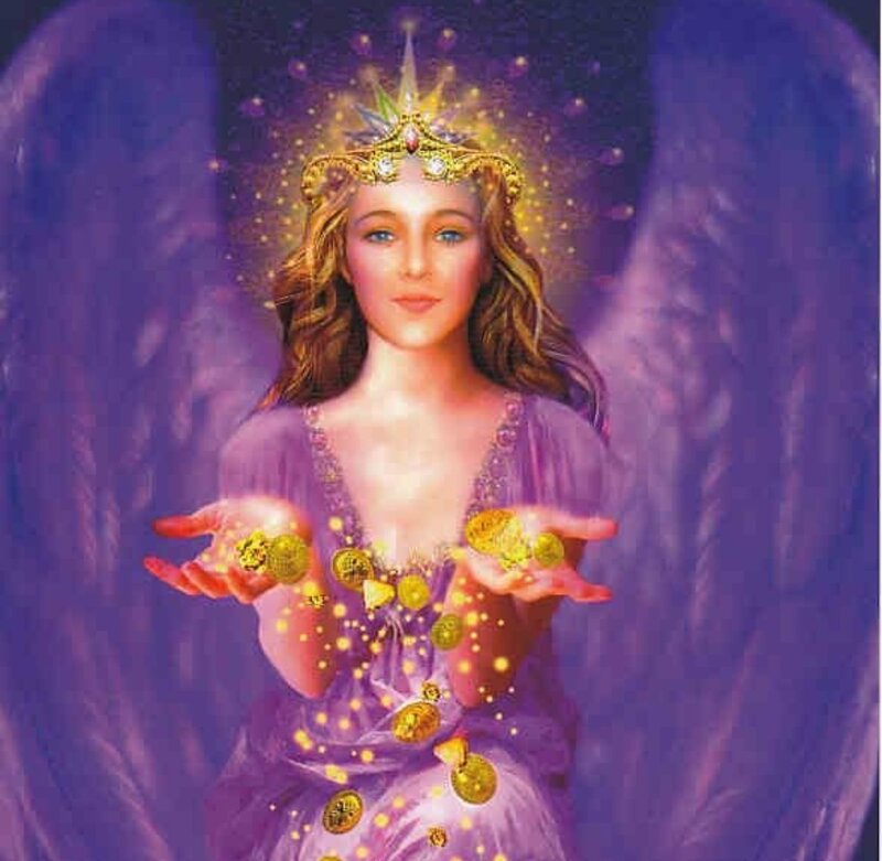Angel Holding Gold Coins