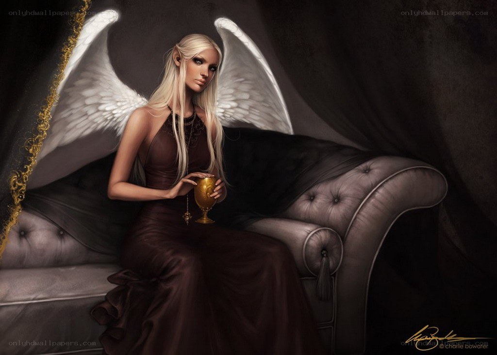 angel holding golden chalice