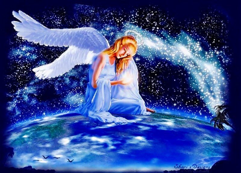 Angel Holding Light — Blue