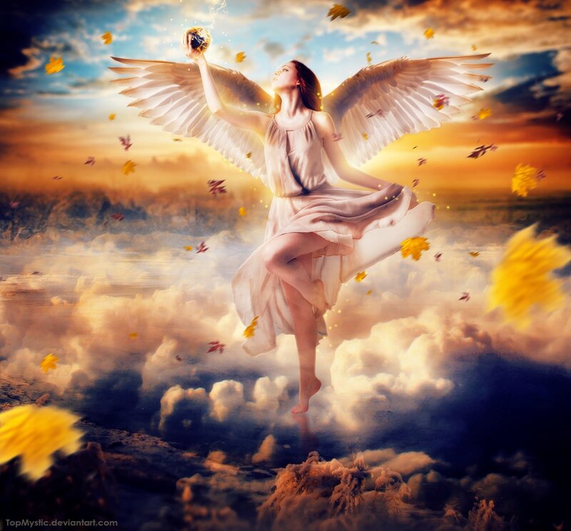 Angel Holding Orb — Yellow