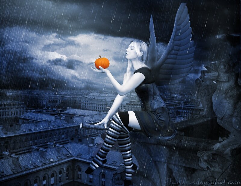 Angel Holding Pumpkin