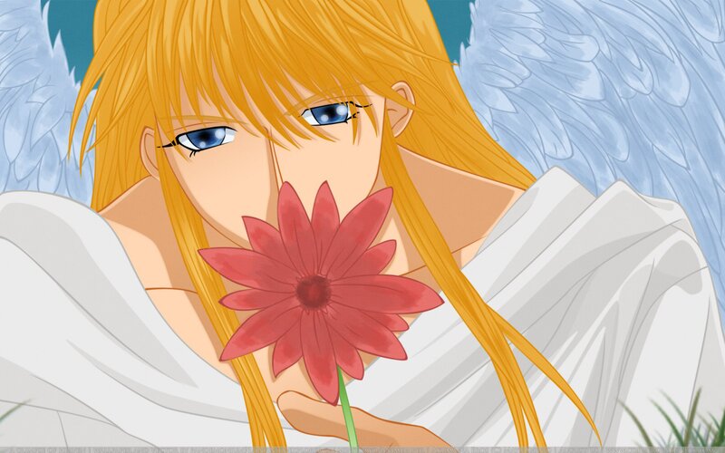 Angel Holding Red Flower — Yellow