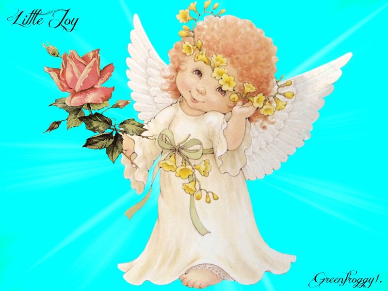 Angel Holding Rose — Blue
