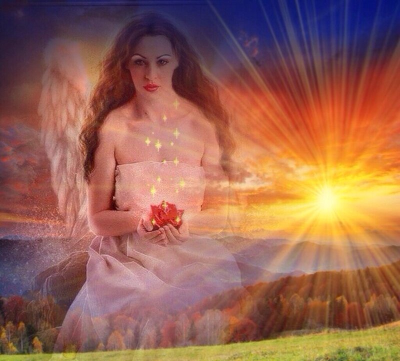 Angel Holding Rose — Orange