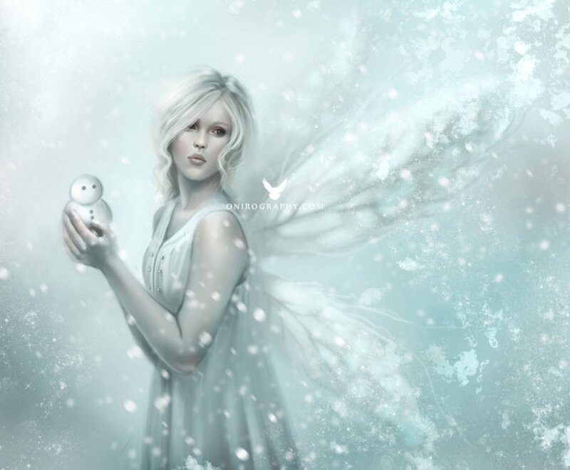 Angel Holding Snowman