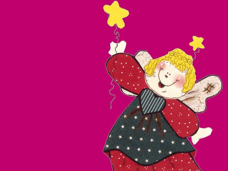 angel holding star balloons
