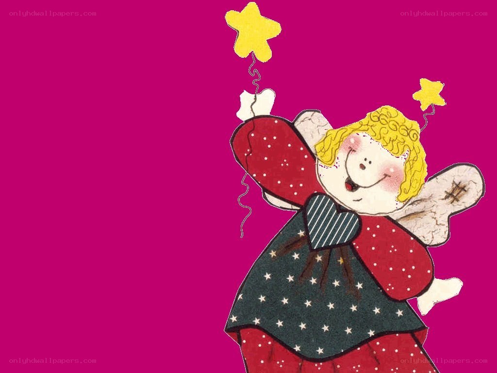 angel holding star balloons