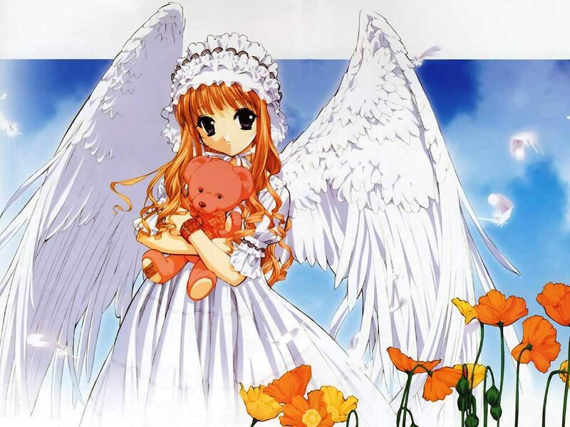 Angel Holding Teddy Bear