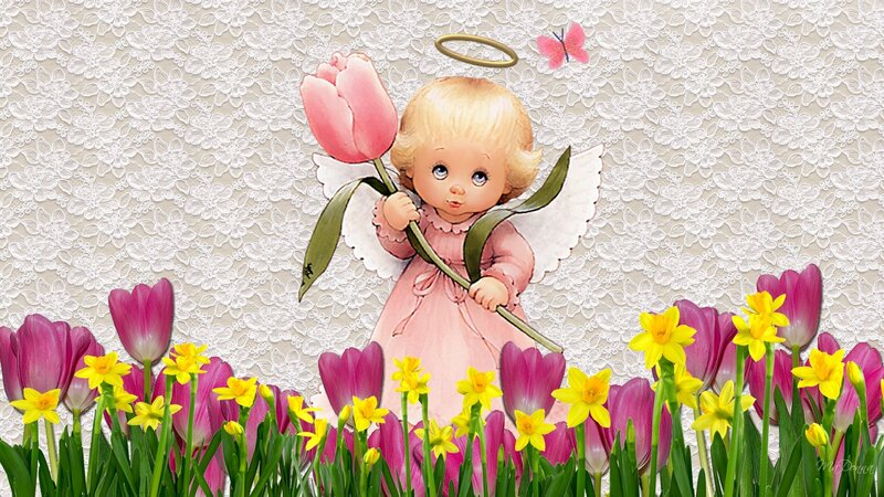 Angel Holding Tulip