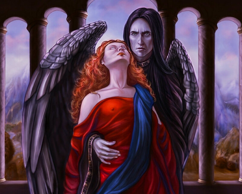 Angel Holding Woman — Red