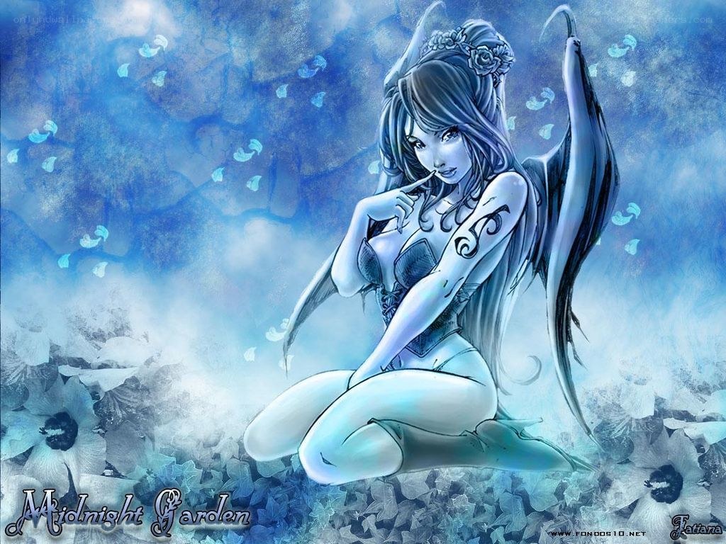 Angel in a blue garden