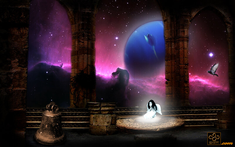 angel in a celestial temple