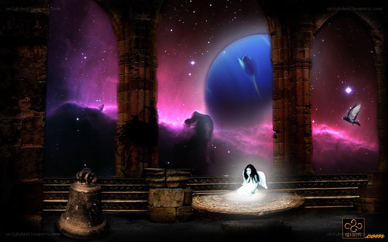 angel in a celestial temple