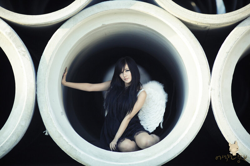 Angel in a concrete pipe