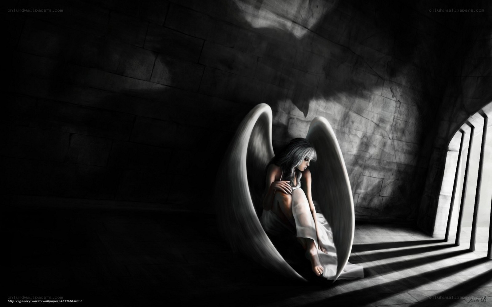 Angel in a dark chamber