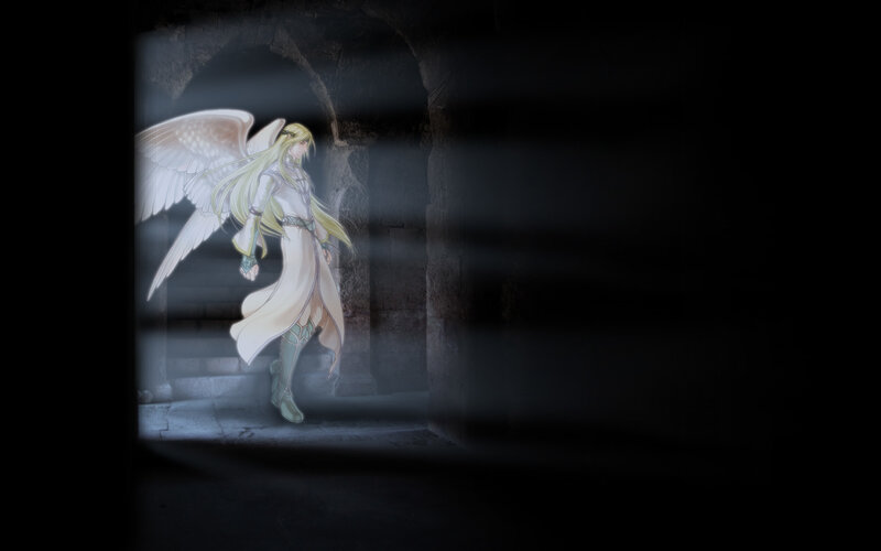 angel in a dark corridor