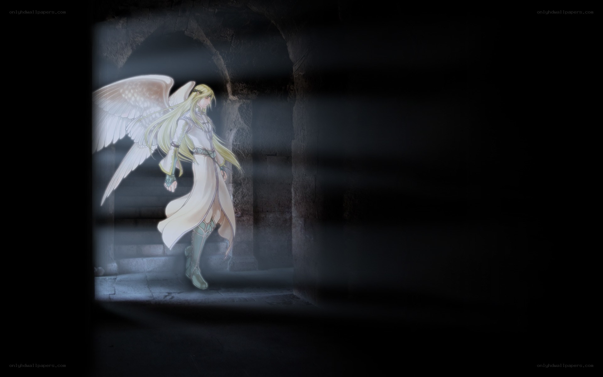 angel in a dark corridor