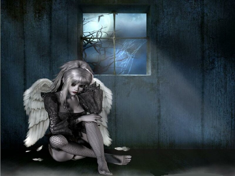 angel in a dark room