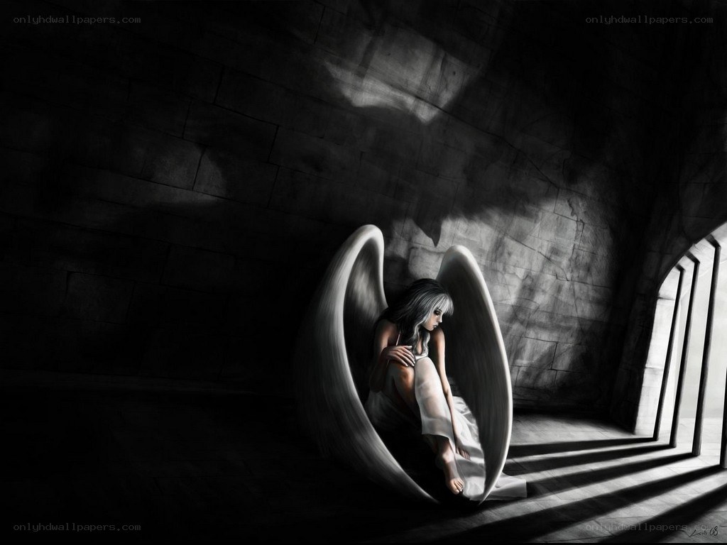 angel in a dark room