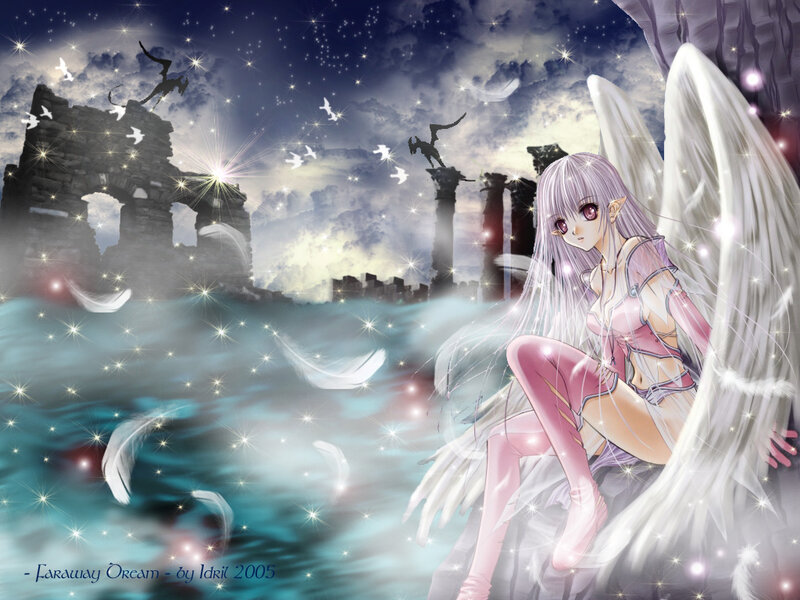 Angel in a dreamy ruin