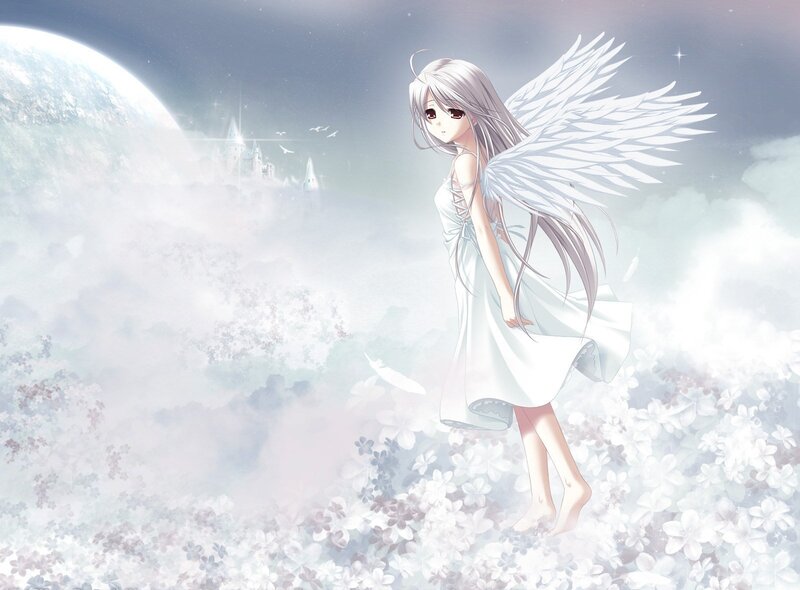 angel in a flower field