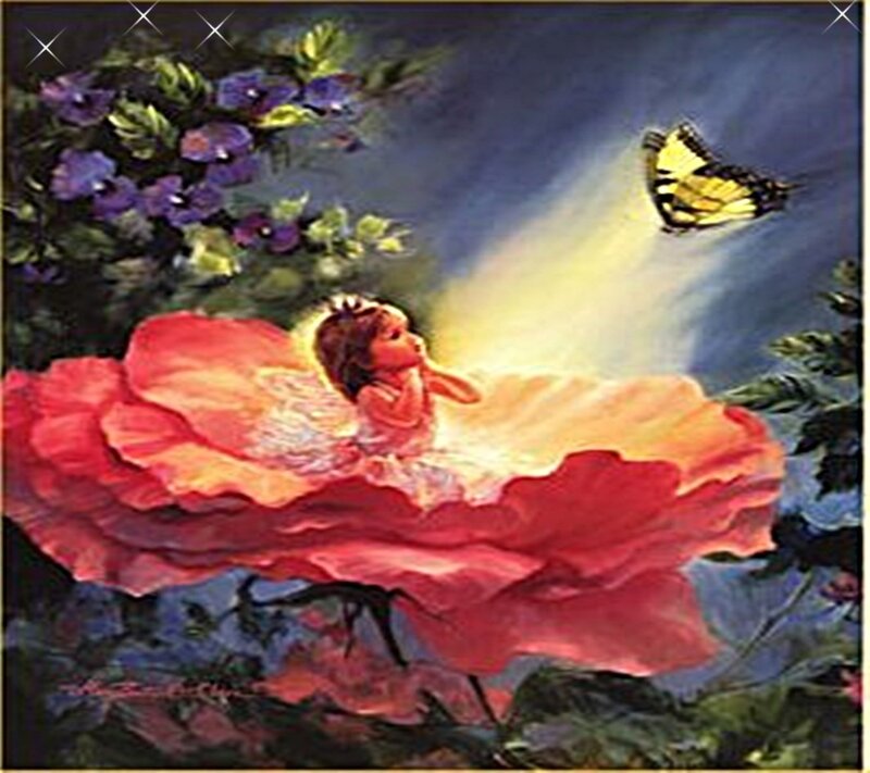 Angel in a flower garden