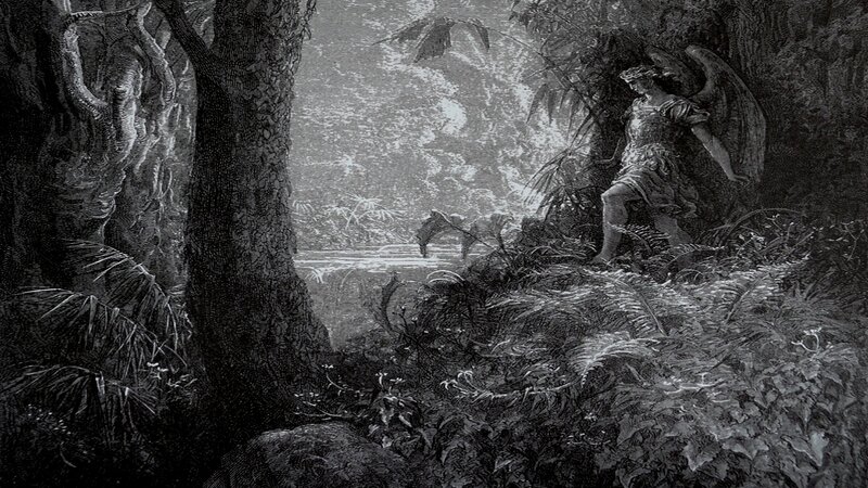 Angel in a forest scene