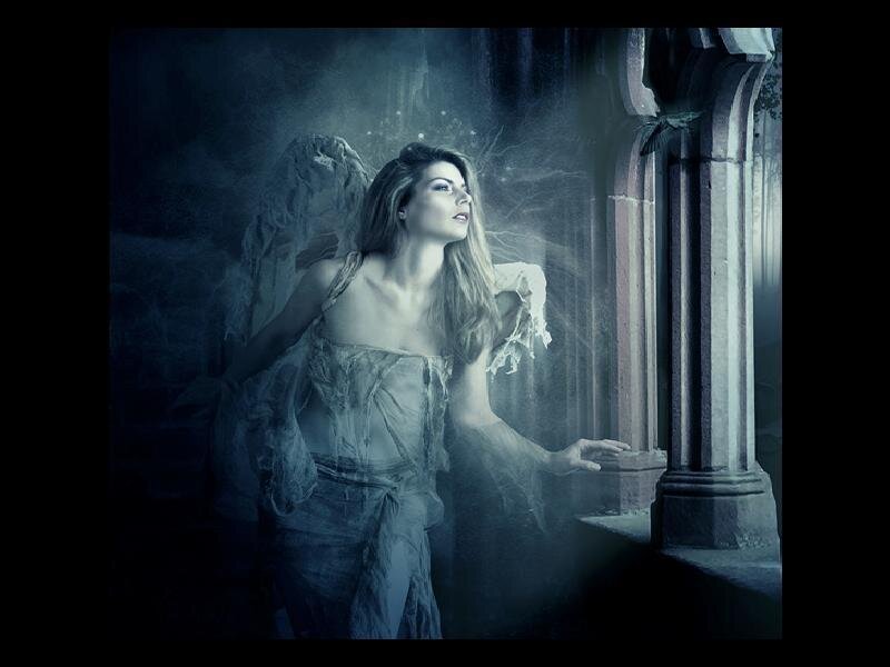 angel in a gothic cathedral