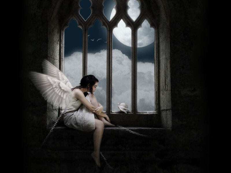 angel in a gothic window
