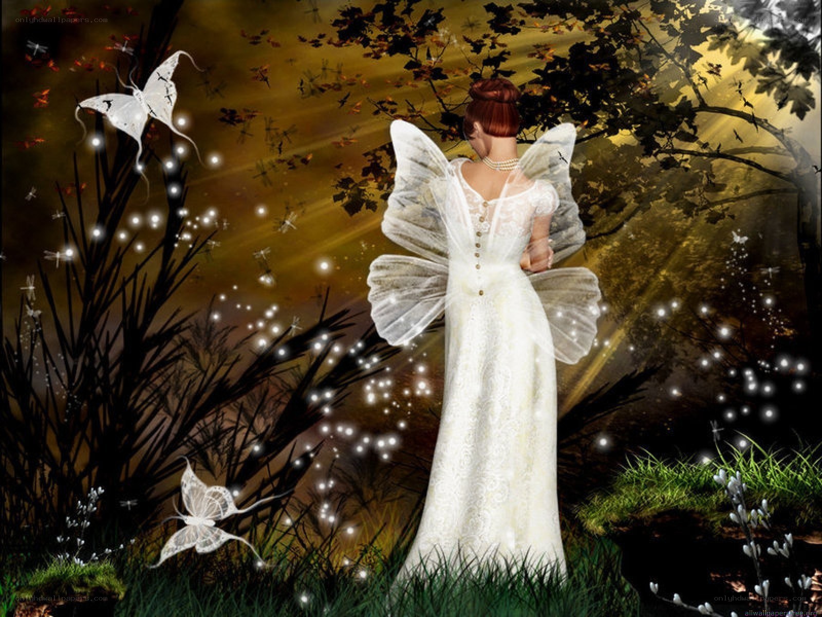 angel in a magical forest