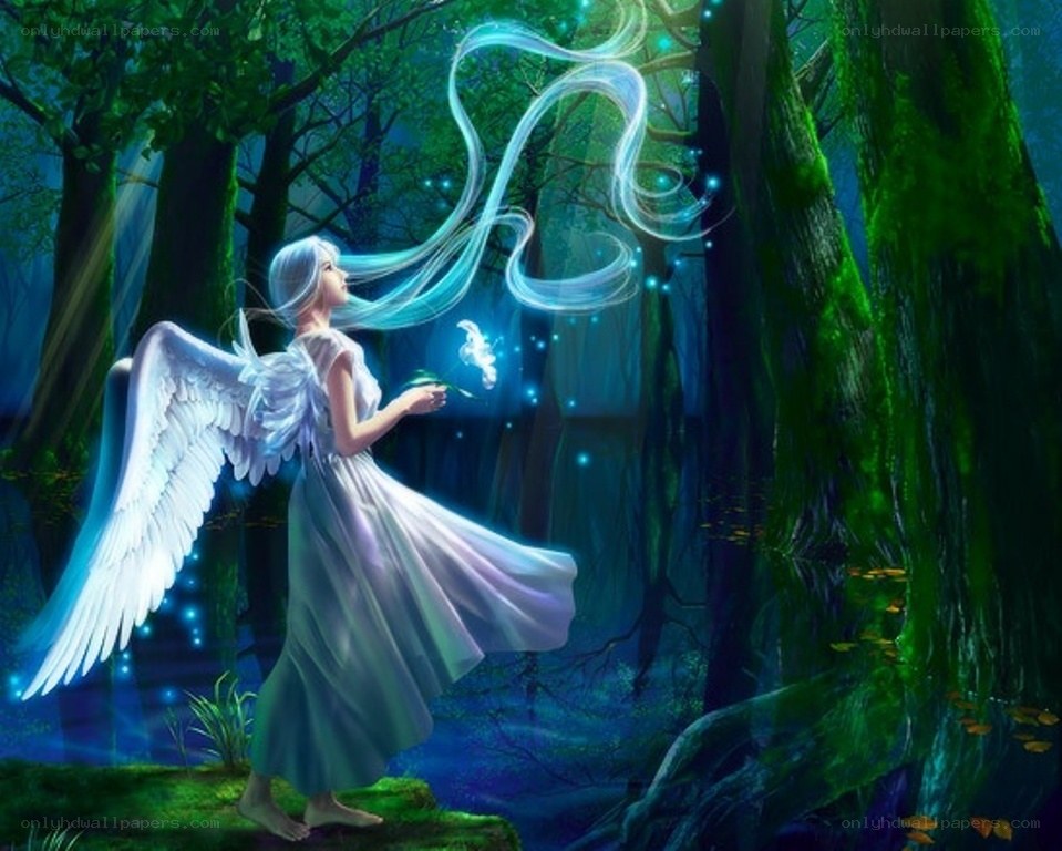 Angel in a mystical forest